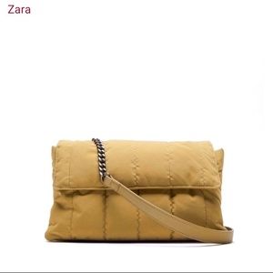 NWOT | ZARA QUILTED NYLON SHOULDER BAG WITH CHAIN & LEATHER STRAP